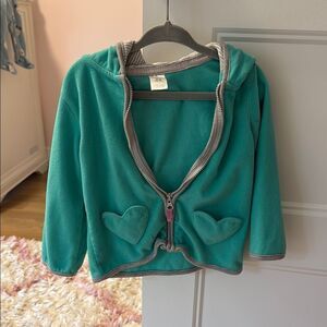 Carter's Teal Fleece Jacket with Striped Trim hood 24M